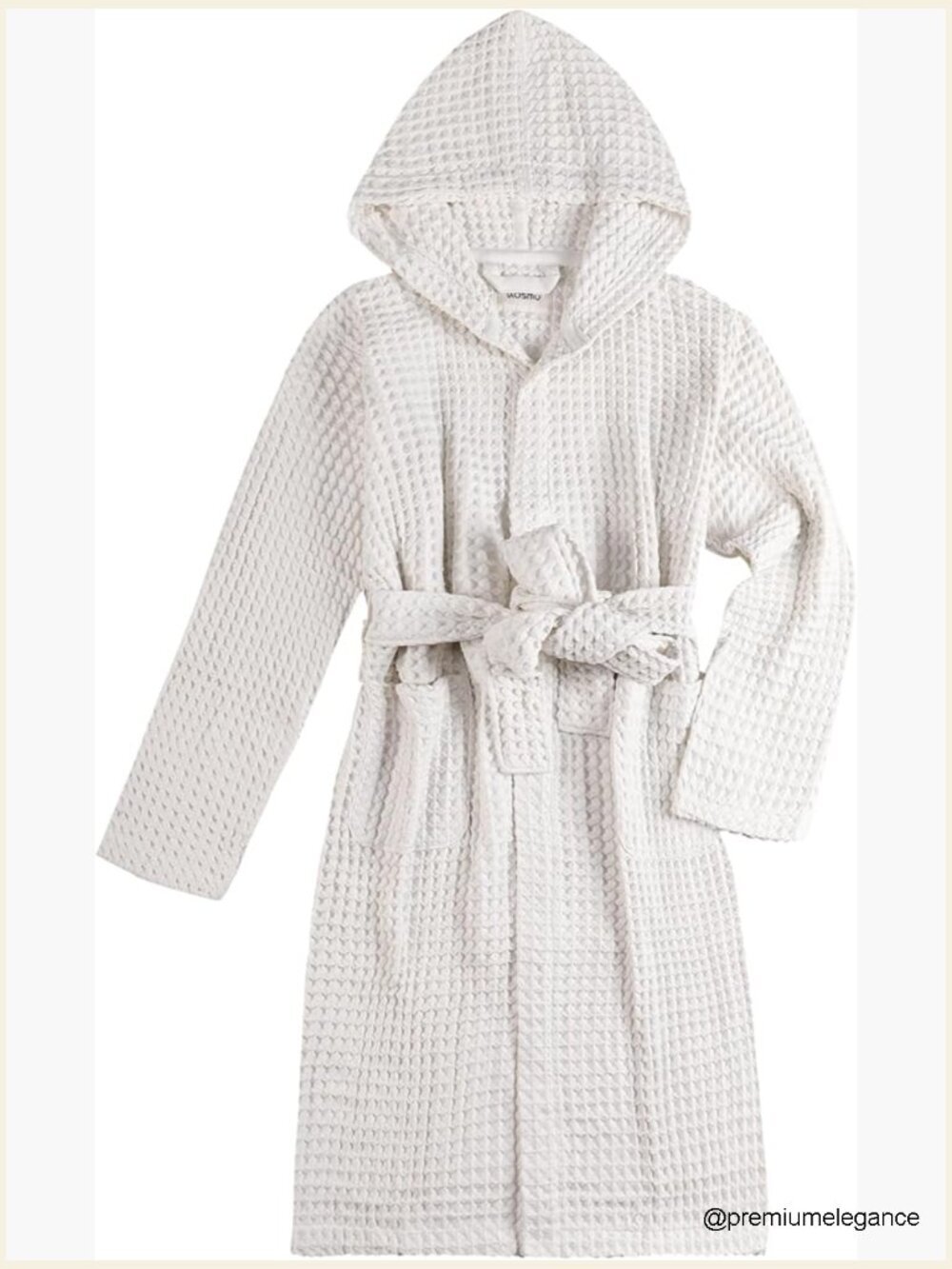 Unisex Organic Cotton Waffle Bathrobe Hooded Spa Robe